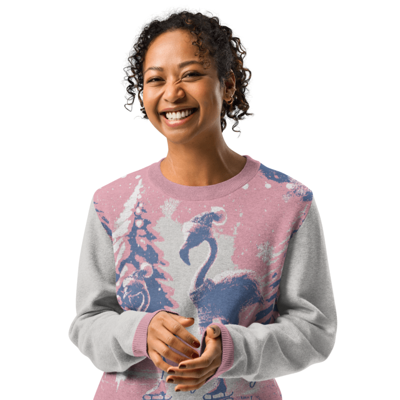 Flamingos Knitted Crew Neck Sweater: The Ultimate Holiday Gift for the Whole Family