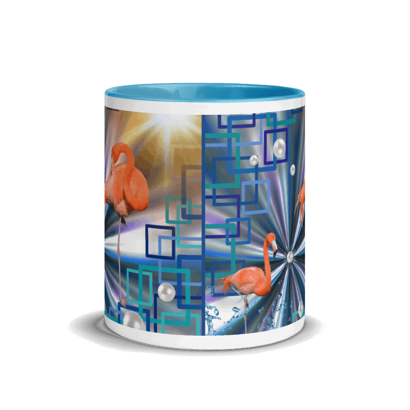 "Allegory of Two Flamingos" Collection - Flamingos Mug with Color Inside ZKoriginal