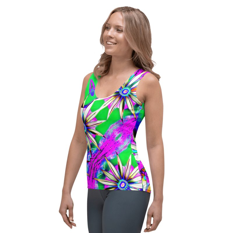 "Electric Bloom" Collection - Designer Long Tank Top