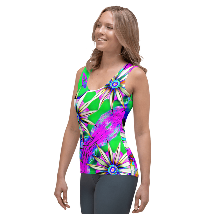 "Electric Bloom" Collection - Designer Long Tank Top