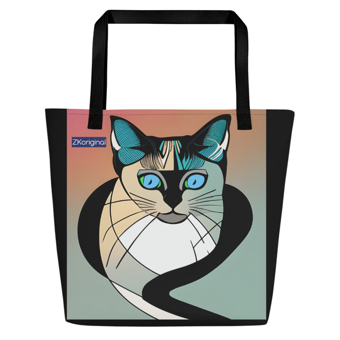 "Cat Lovers" Collection - Siamese Cat Large Tote Bag ZKoriginal
