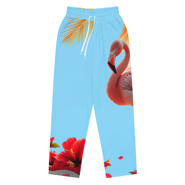 "Majestic Flamingo" Collection - Wide-Leg Joggers