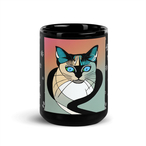 "Cat Lovers" Collection - Siamese Cat Black Glossy Mug ZKoriginal