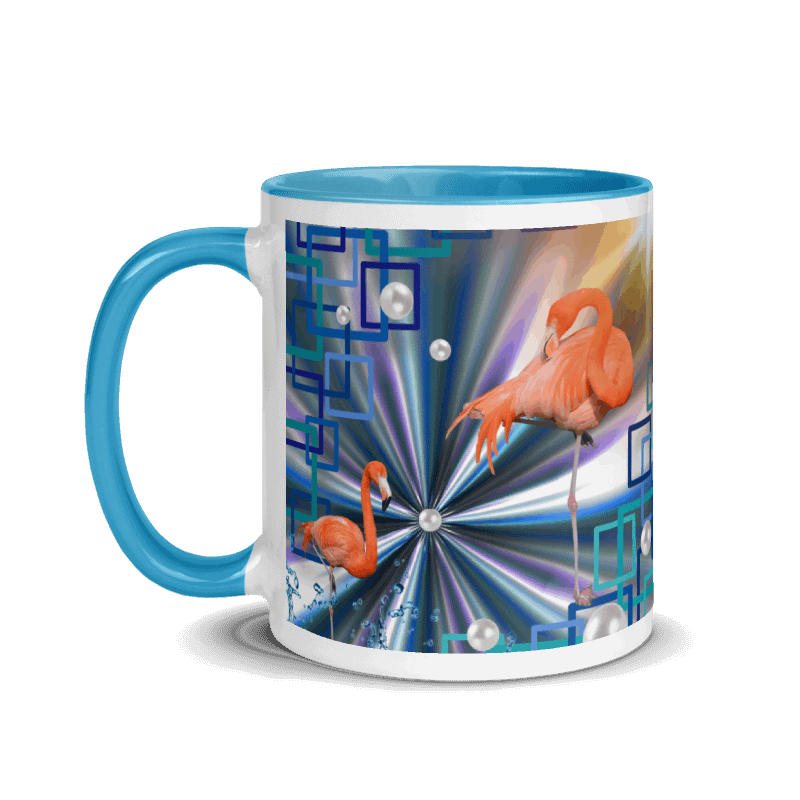 "Allegory of Two Flamingos" Collection - Flamingos Mug with Color Inside ZKoriginal