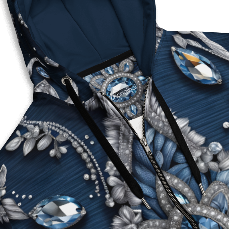 Denim & Diamonds – Designer Unisex Zip Hoodie | ZKoriginal