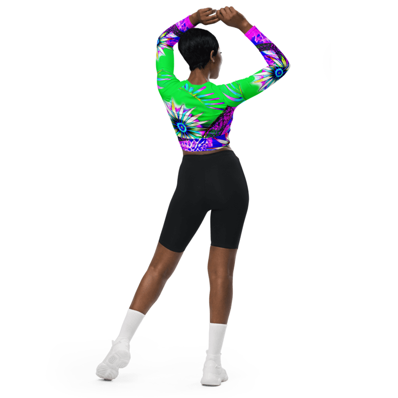 "Electric Bloom" Collection - Recycled Long Sleeve Crop Top