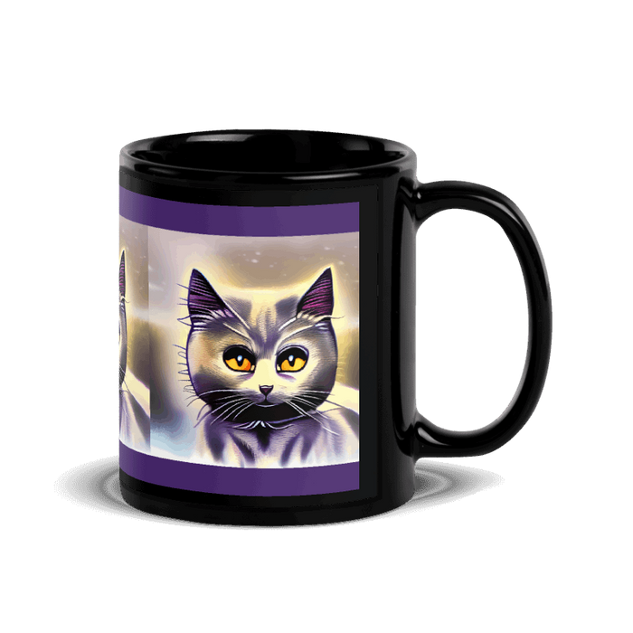 "Cat Lovers" Collection - Cat Face Black Glossy Mug ZKoriginal