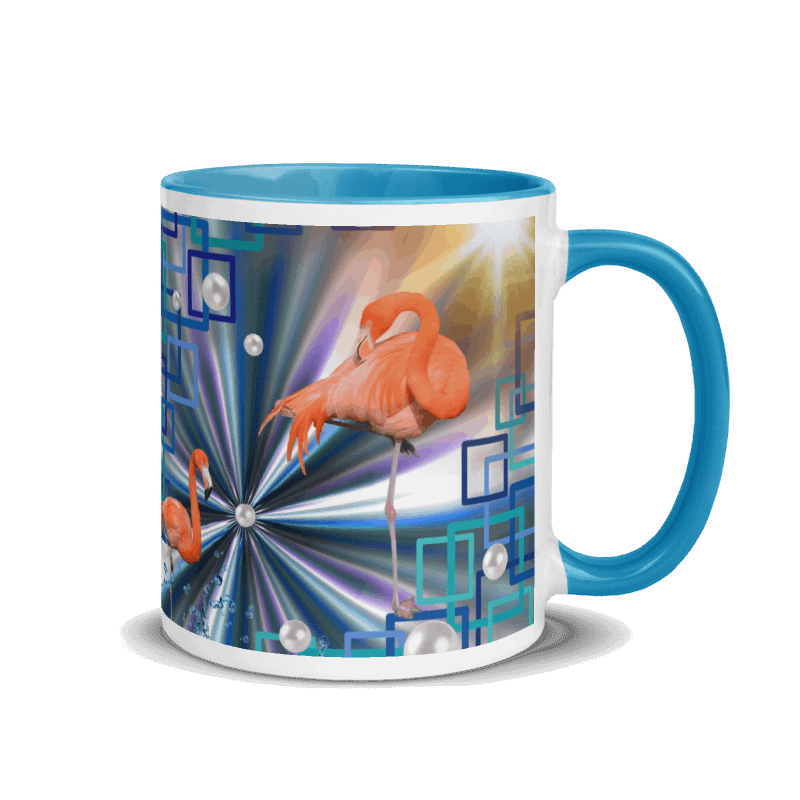 "Allegory of Two Flamingos" Collection - Flamingos Mug with Color Inside ZKoriginal