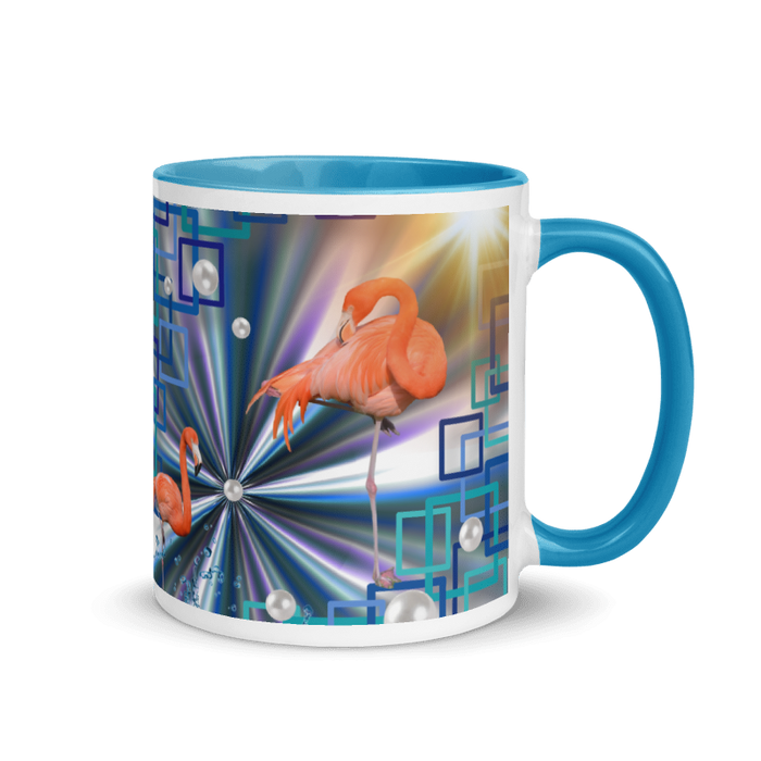 "Allegory of Two Flamingos" Collection - Flamingos Mug with Color Inside ZKoriginal