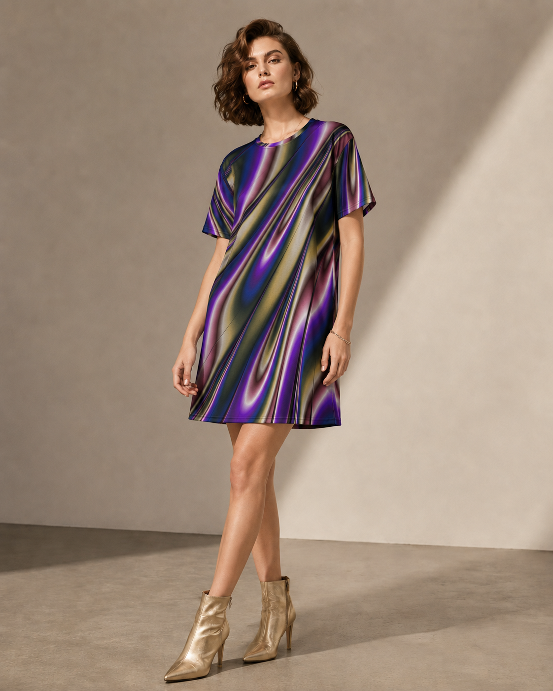 "Cosmic Silk" Collection - Designer T-Shirt Dress