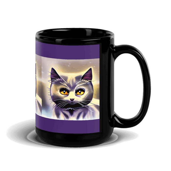 "Cat Lovers" Collection - Cat Face Black Glossy Mug ZKoriginal