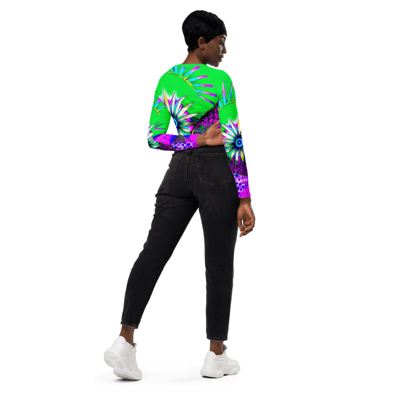 "Electric Bloom" Collection - Recycled Long Sleeve Crop Top