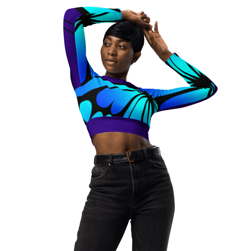 "Mystical Butterfly Bliss" Collection - Recycled Long Sleeve Crop Top ZKoriginal