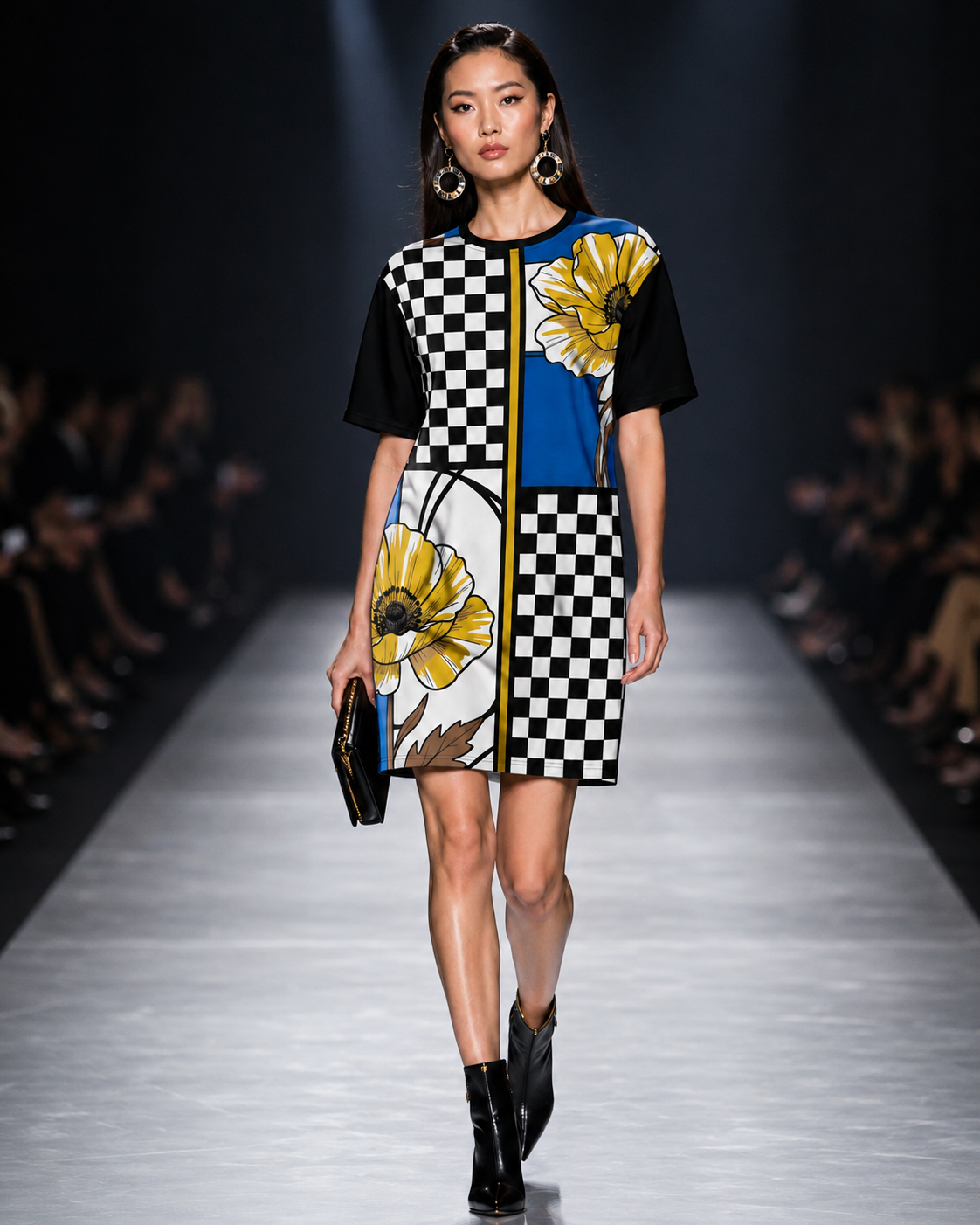 "Checkmate Bloom" Collection - Designer T-shirt Dress