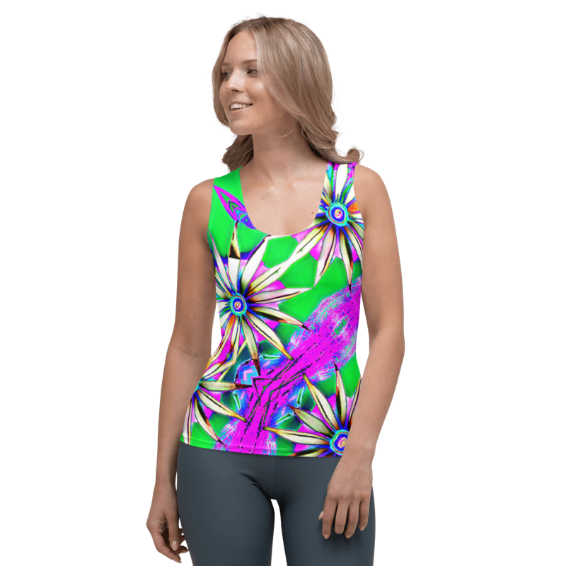 "Electric Bloom" Collection - Designer Long Tank Top