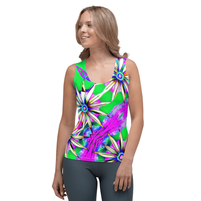 "Electric Bloom" Collection - Designer Long Tank Top