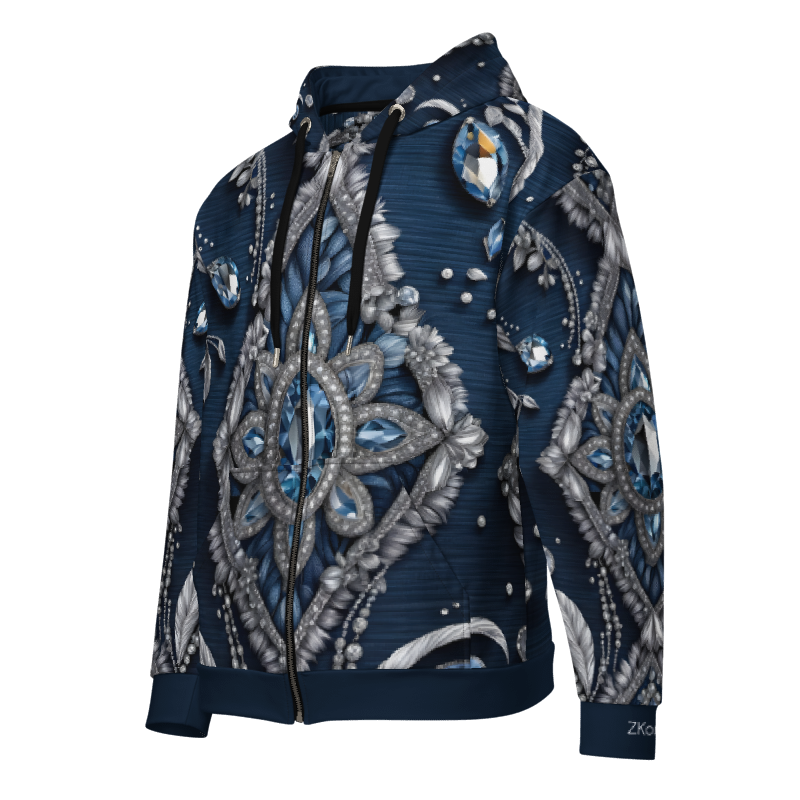 Denim & Diamonds – Designer Unisex Zip Hoodie | ZKoriginal