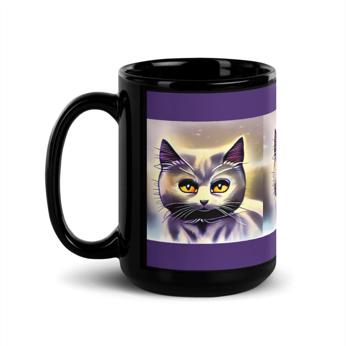 "Cat Lovers" Collection - Cat Face Black Glossy Mug ZKoriginal