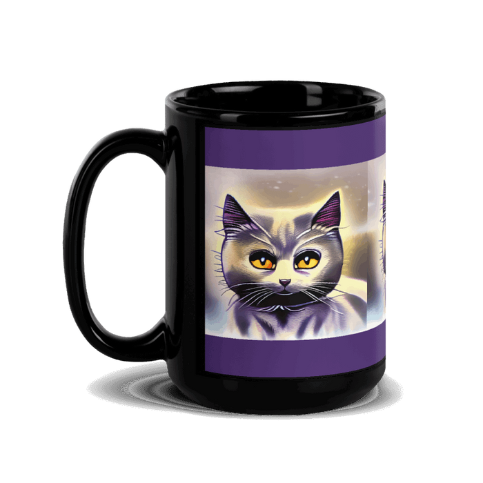 "Cat Lovers" Collection - Cat Face Black Glossy Mug ZKoriginal