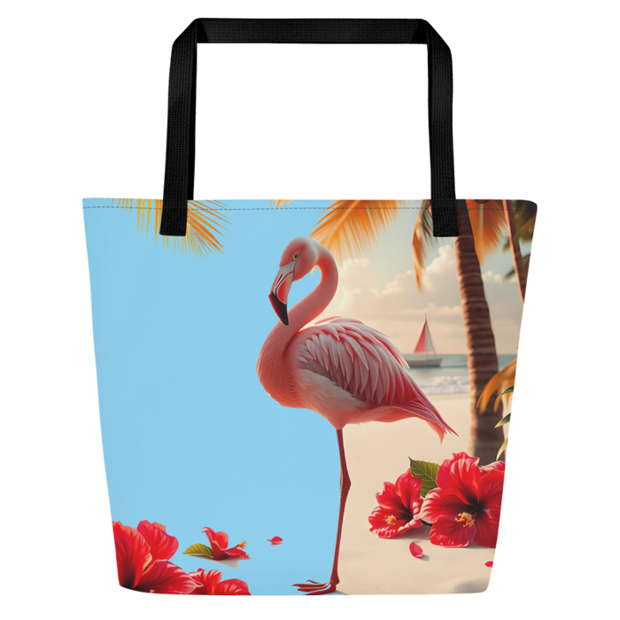 "Majestic Flamingo" Collection - Designer Large Tote Bag