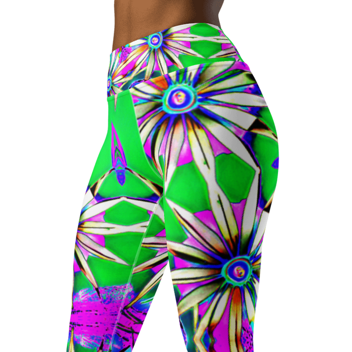 "Electric Bloom" Collection - Long Yoga Leggings