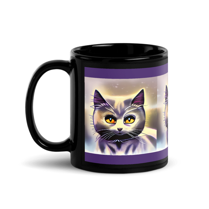 "Cat Lovers" Collection - Cat Face Black Glossy Mug ZKoriginal