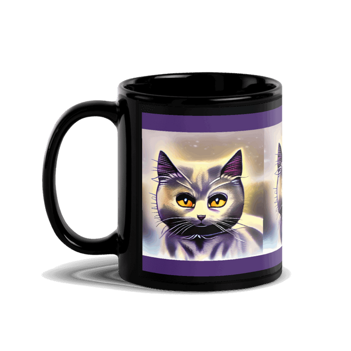 "Cat Lovers" Collection - Cat Face Black Glossy Mug ZKoriginal