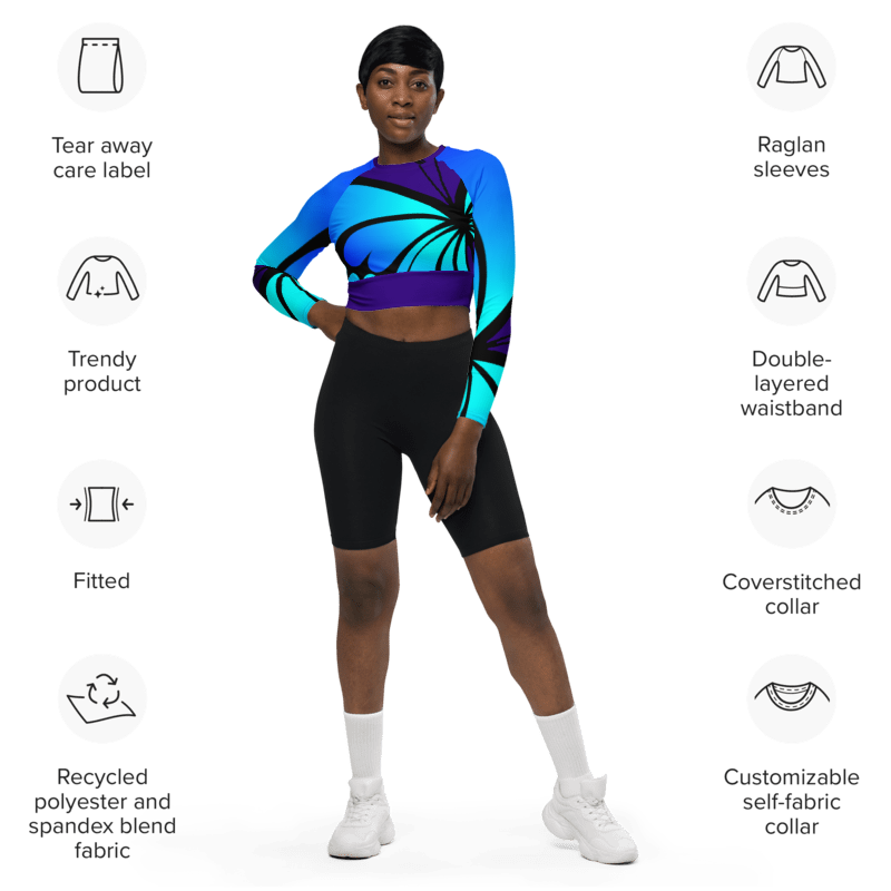 "Mystical Butterfly Bliss" Collection - Recycled Long Sleeve Crop Top ZKoriginal