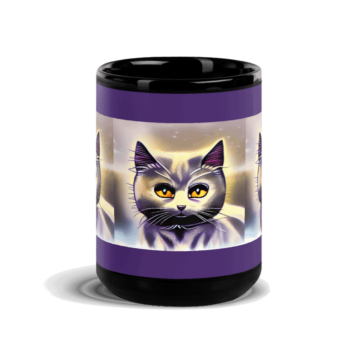 "Cat Lovers" Collection - Cat Face Black Glossy Mug ZKoriginal