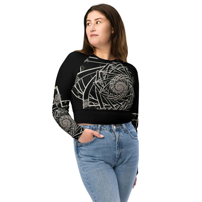 "Black Topological Rose" Collection - Long Sleeve Crop Top ZKoriginal