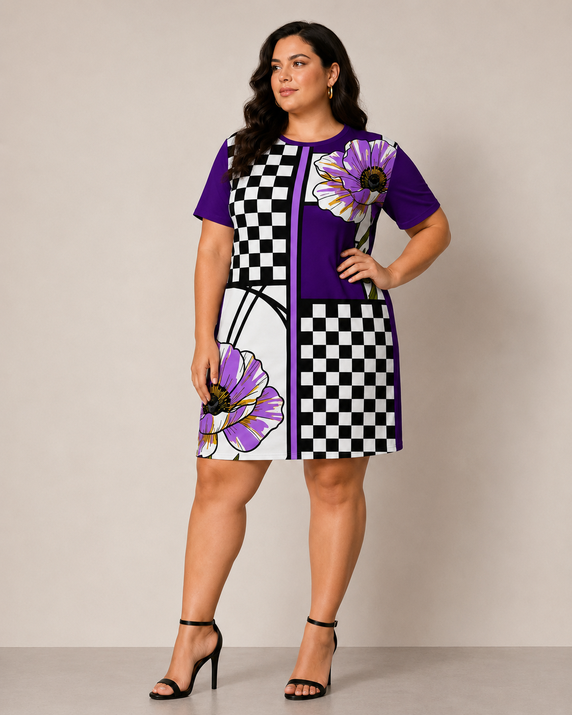 "Checkmate Royal Bloom" Collection - Designer T-shirt Dress