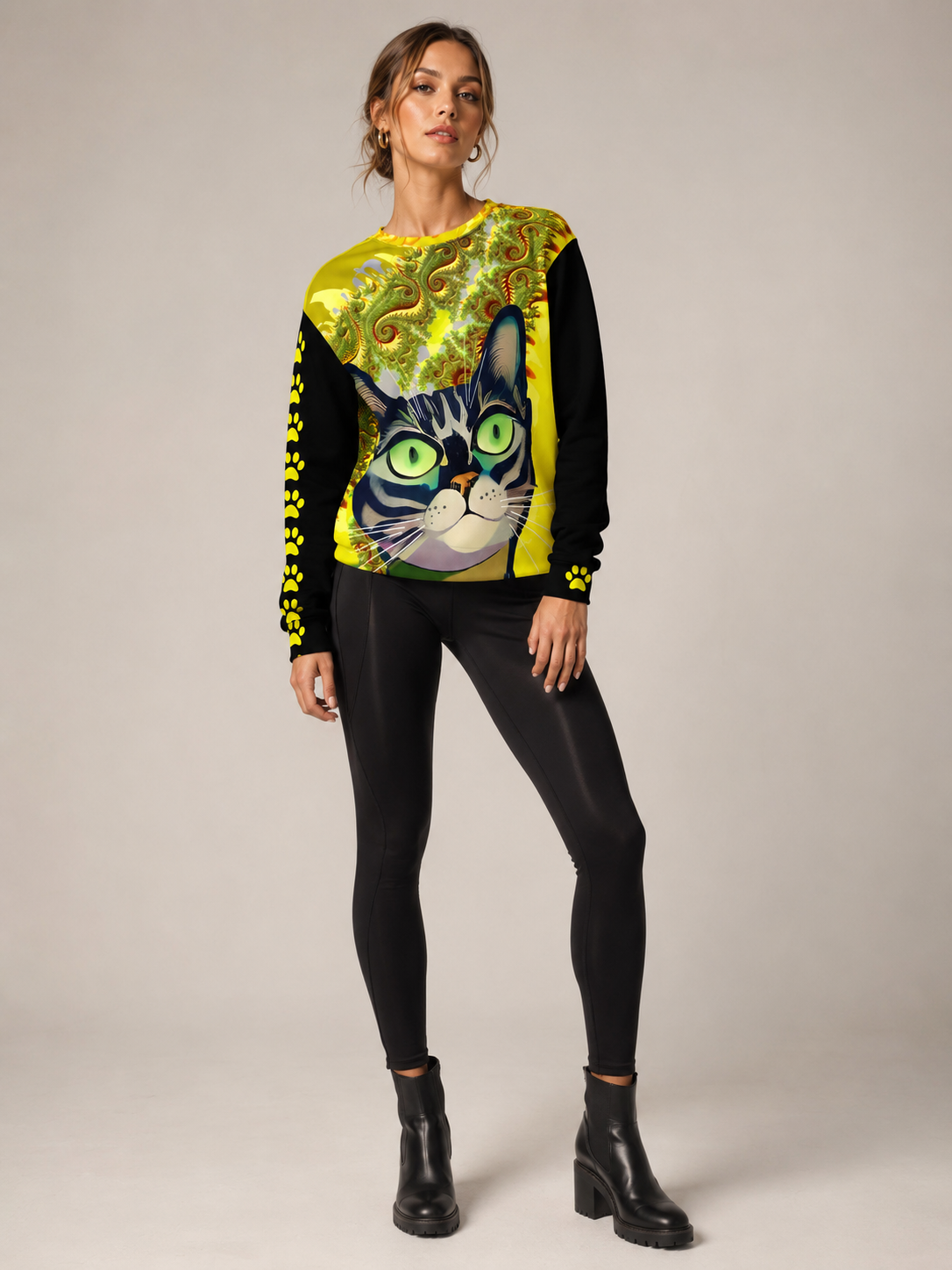 "The Canary" Collection - Cat Face Designer Unisex Sweatshirt