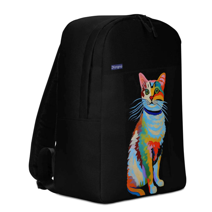 "Cat Lovers" Collection - Black Minimalist Backpack with Cat ZKoriginal