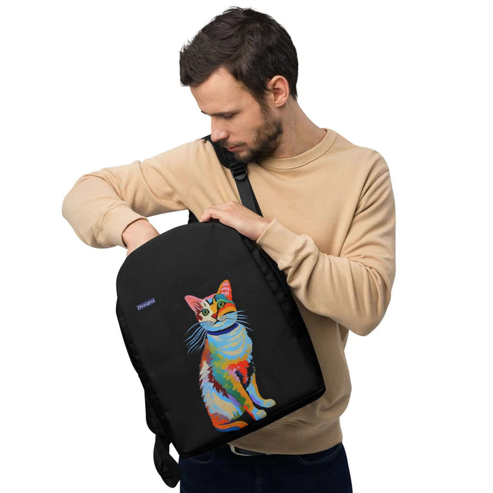 "Cat Lovers" Collection - Black Minimalist Backpack with Cat ZKoriginal