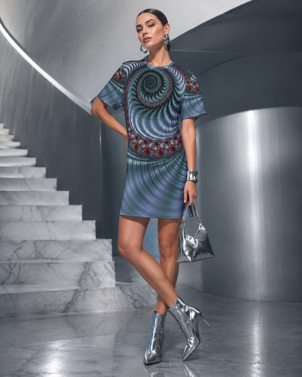 "Fractal Seashell" Collection - Designer T-Shirt Dress