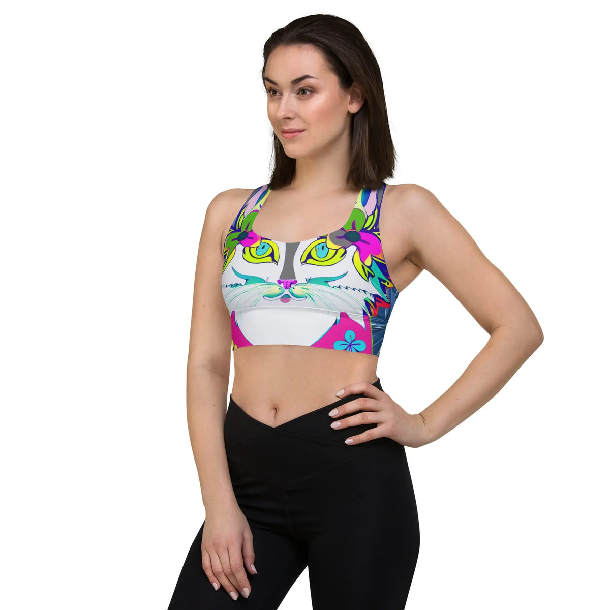 "Sonya My Beautiful Cat" Collection - Longline Sports Bra for Cat Lovers ZKoriginal