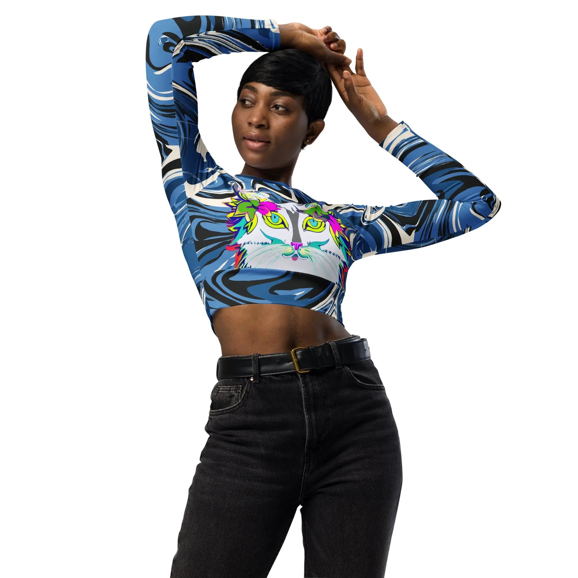 "Sonya My Beautiful Cat" Collection - Recycled Long Sleeve Crop Top ZKoriginal