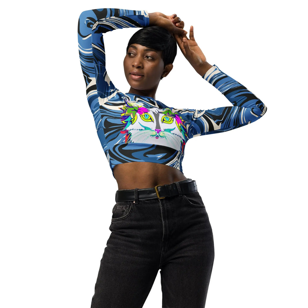 "Sonya My Beautiful Cat" Collection - Recycled Long Sleeve Crop Top ZKoriginal