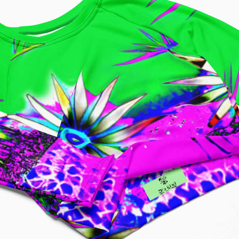 "Electric Bloom" Collection - Recycled Long Sleeve Crop Top