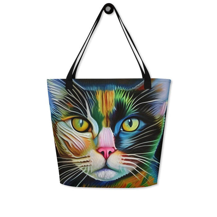 "Cat Lovers" Collection - Cat Face Print Large Tote Bag ZKoriginal