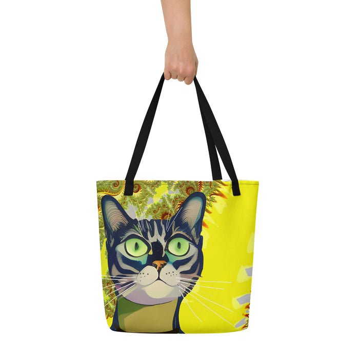 "The Canary" Collection - Cat Face Large Tote Bag ZKoriginal