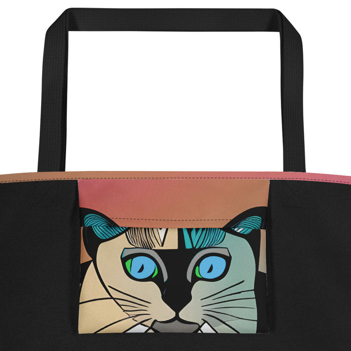 "Cat Lovers" Collection - Siamese Cat Large Tote Bag ZKoriginal