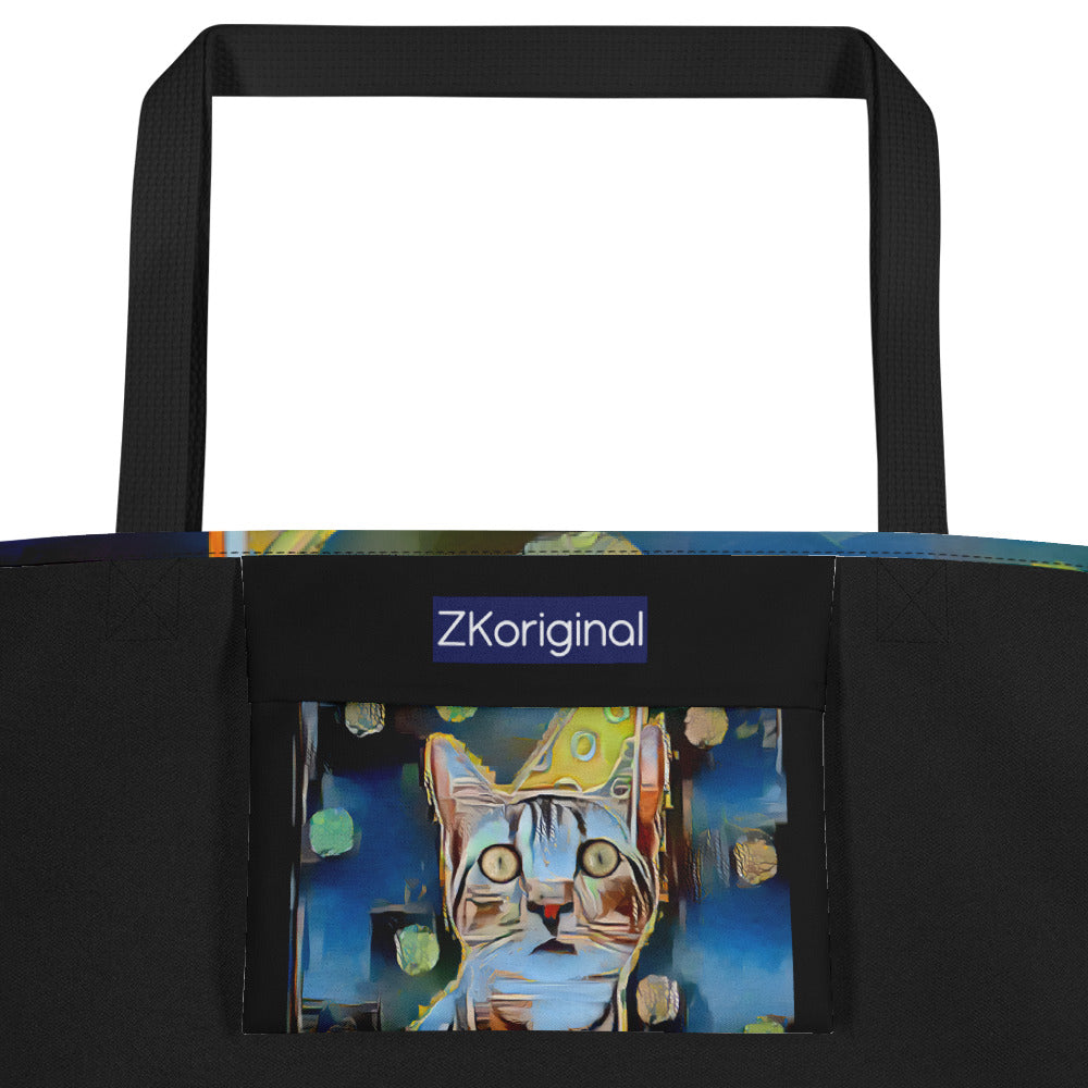 "The Canary" Collection - Cat Face Designer Large Tote Bag ZKoriginal