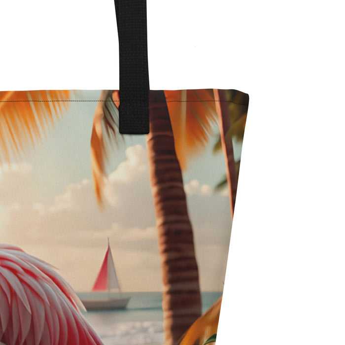 "Majestic Flamingo" Collection - Designer Large Tote Bag