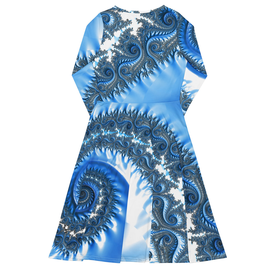 "Fractal Fern" Collection - All-over print Long Sleeve Midi Dress ZKoriginal