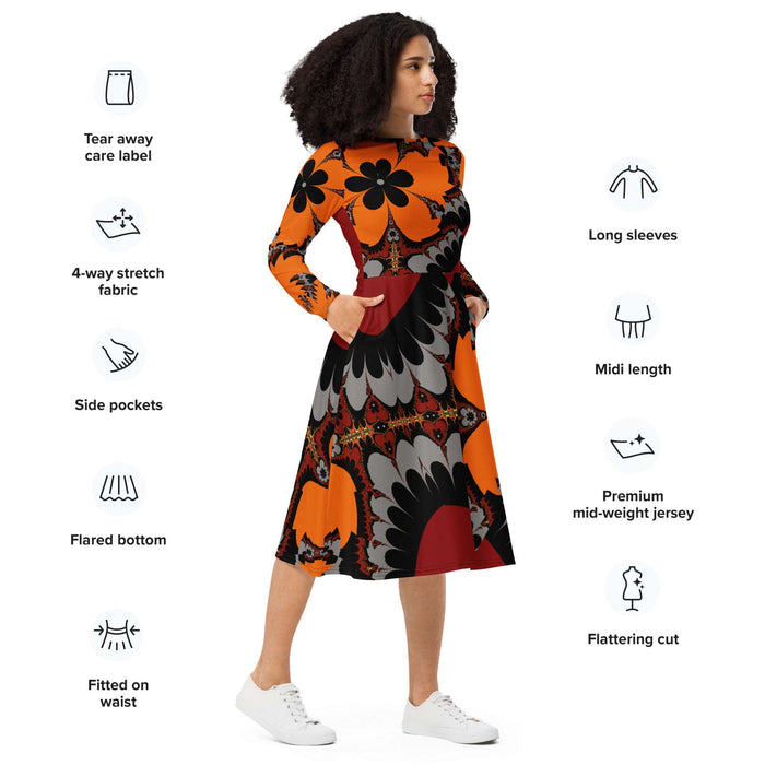 "Buccaneers Fans " Collection - Designer Long Sleeve Midi Dress ZKoriginal