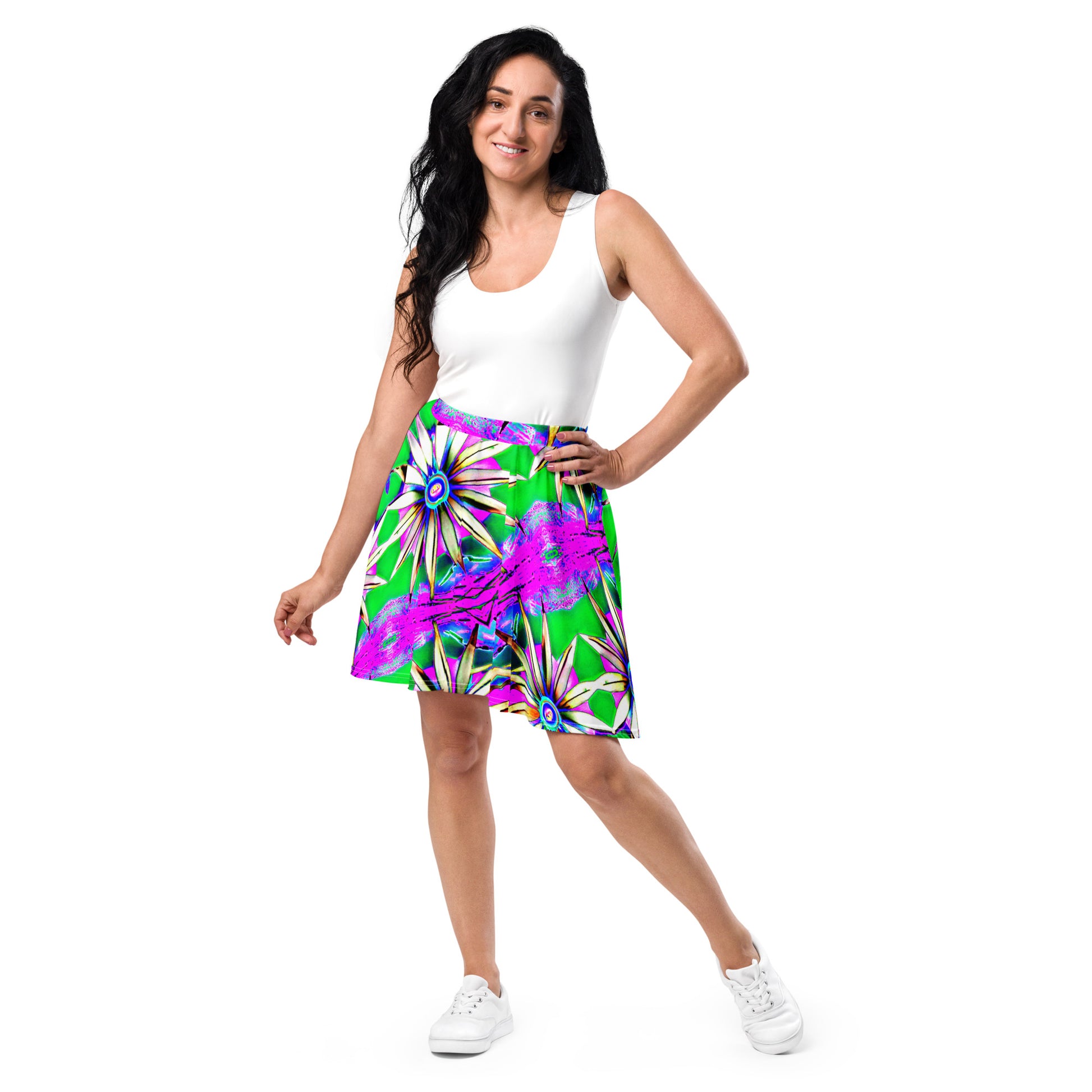 "Electric Bloom" Collection - Designer Skater Skirt