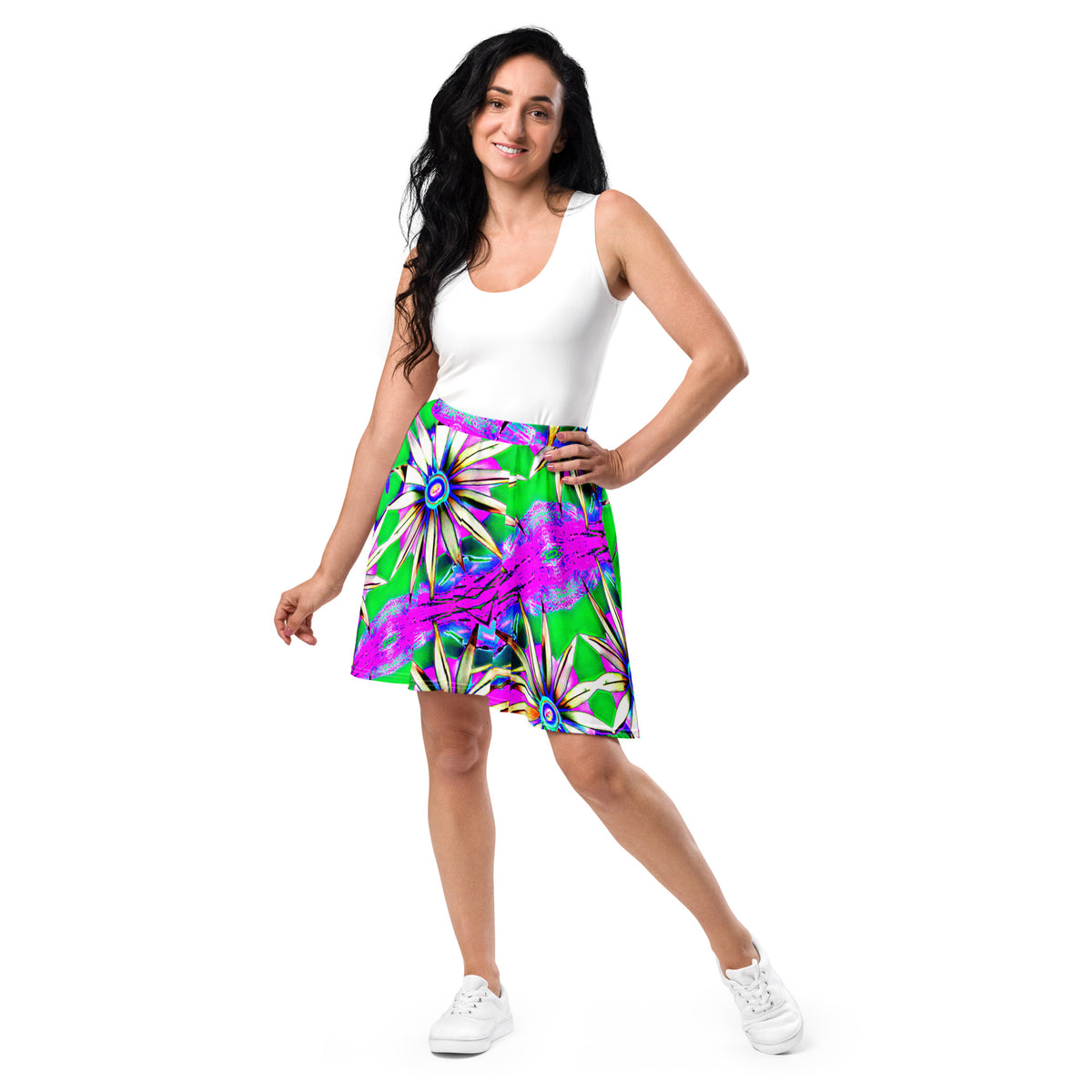 "Electric Bloom" Collection - Designer Skater Skirt