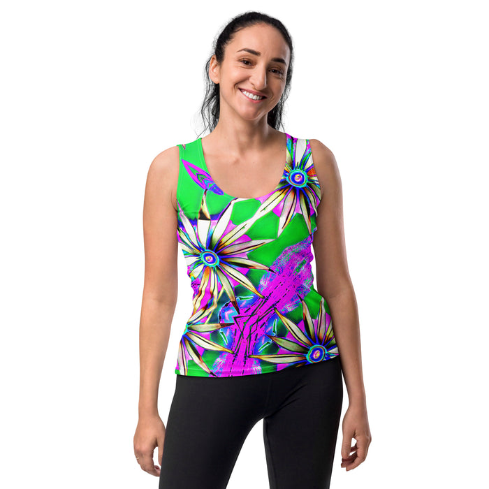 "Electric Bloom" Collection - Designer Long Tank Top