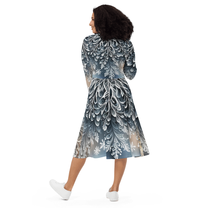 "Frosted Elegance" Collection - Long sleeve Midi Dress